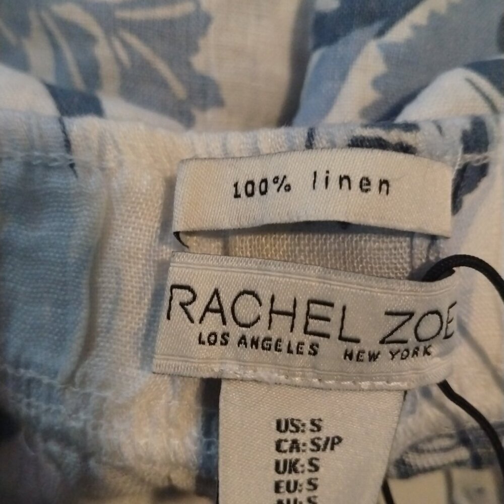 Rachel Zoe Women's Wide Leg 100% Linen Trouser‎ Pants Sz S Tropical Aloha Summer - Picture 4 of 5